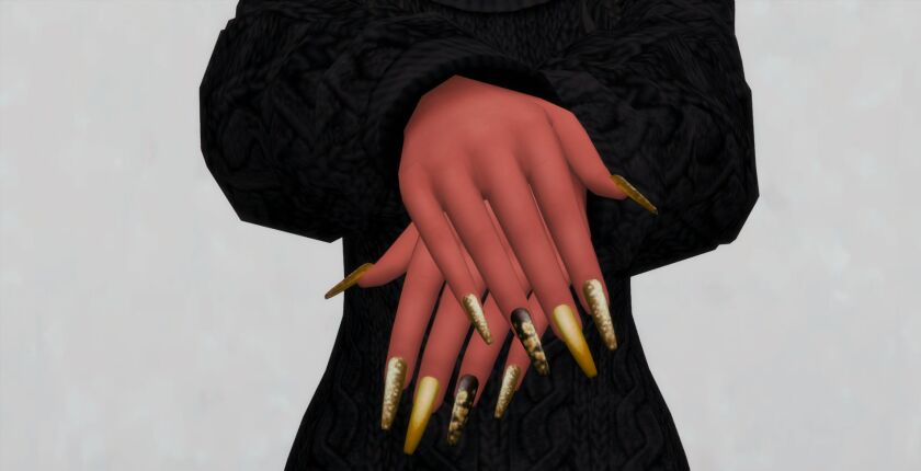 sims 4 cc autumn nails set n034 2