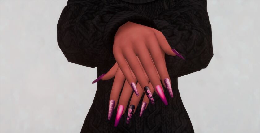 sims 4 cc autumn nails set n034 5