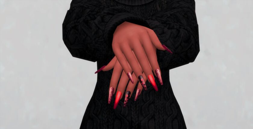 sims 4 cc autumn nails set n034 6