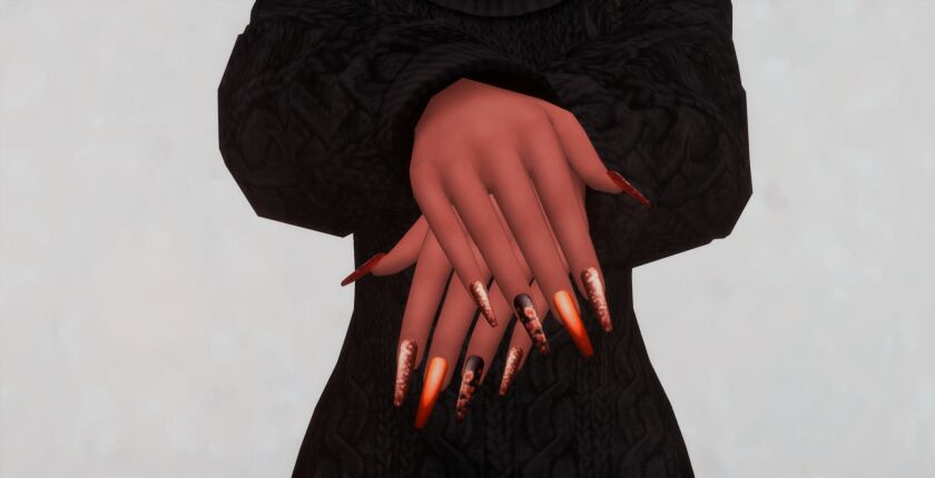 sims 4 cc autumn nails set n034 7