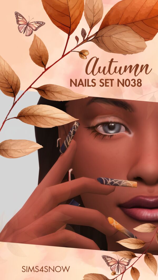 Autumn Nails Set N038 by Sims4Snow Sims 4 CC