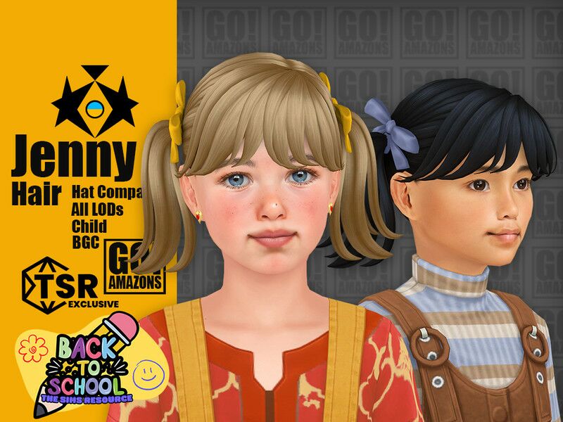 Back To School Jenny Hair By Goamazons Sims 4 CC