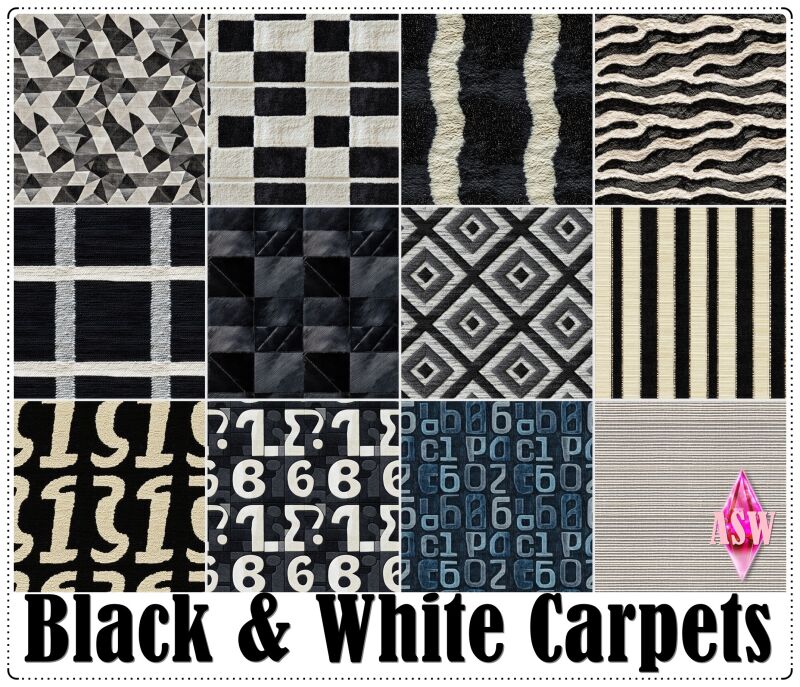 sims 4 cc black white carpets by annettssims4welt 2