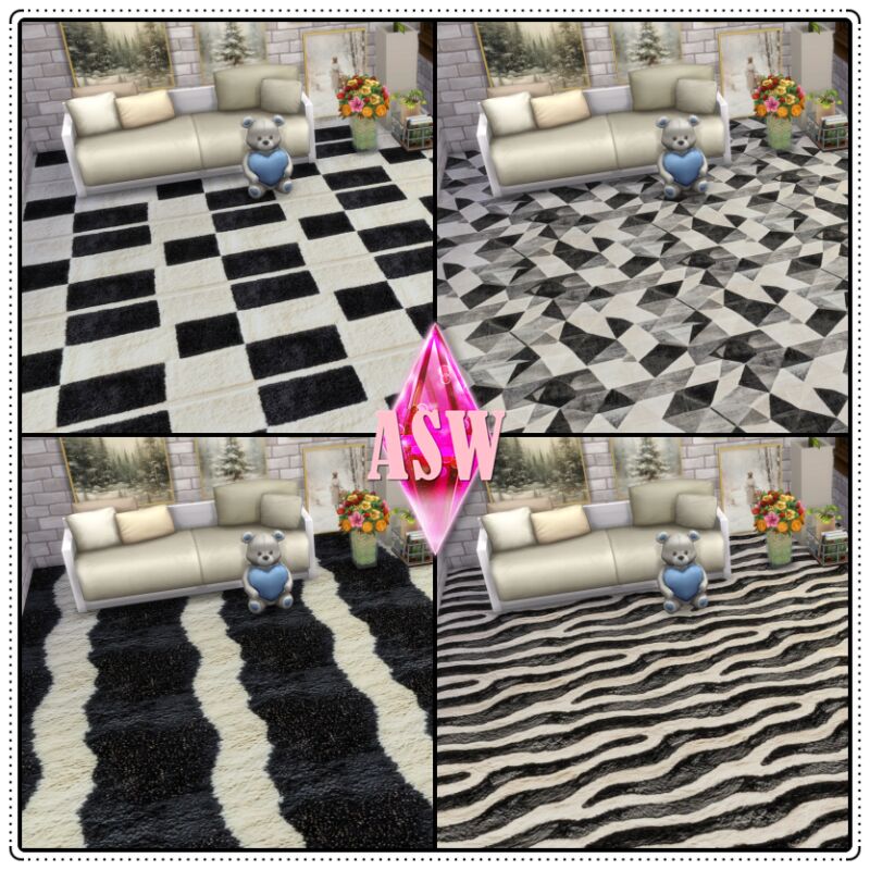 sims 4 cc black white carpets by annettssims4welt 3