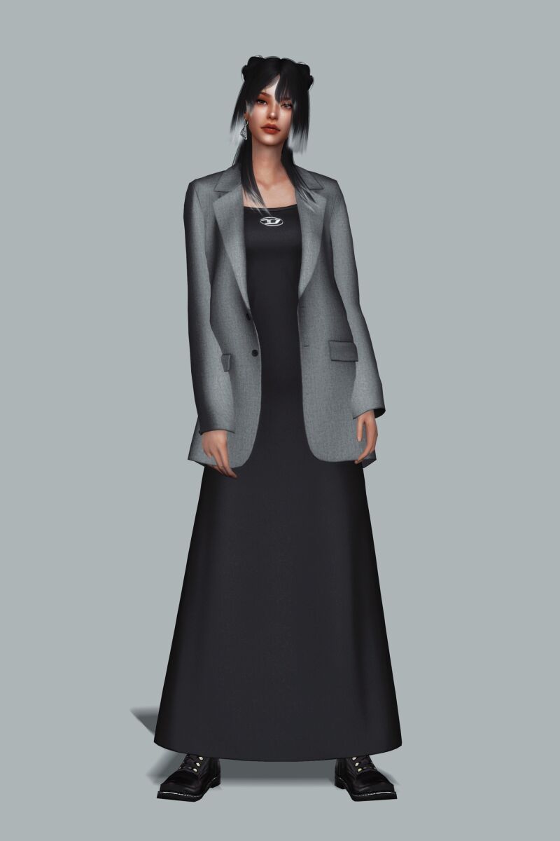 sims 4 cc blazer long dress by gorillax3 2