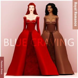 Elegant Blue Royal Passion Dress Sims 4 CC