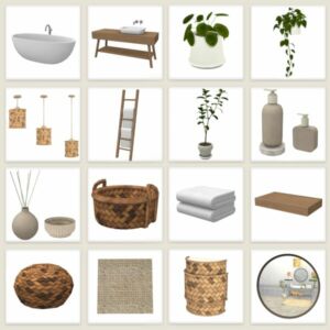 Stylish Boho Bathroom by Comiko Sims 4 CC