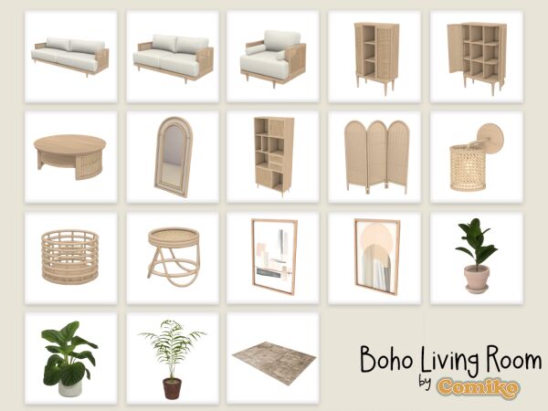 Chic Boho Living Room Design Sims 4 CC