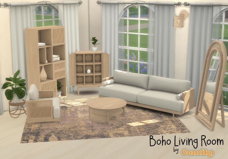 sims 4 cc boho living room by comiko 2