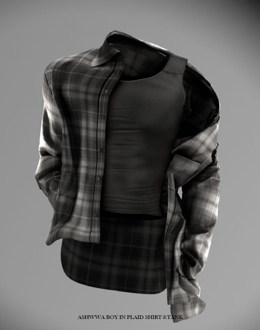 Stylish Boy in Plaid Shirt & Tank Sims 4 CC