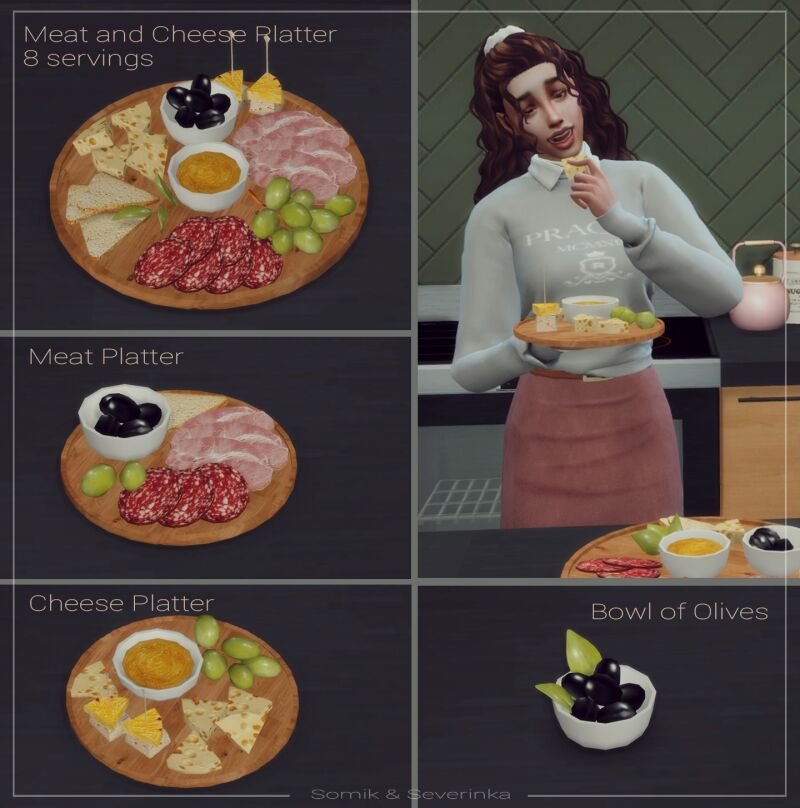 sims 4 cc cheese and meat platter by somik severinka 2