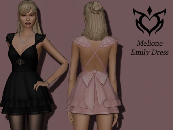 Chic And Unique Emily Dress by Melionecc Sims 4 CC