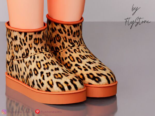 Stylish Child Leopard Uggboots for Sims Sims 4 CC