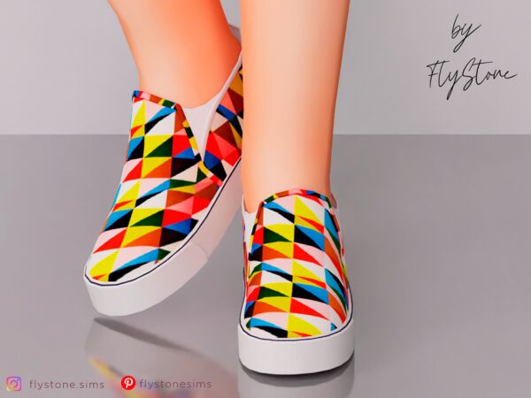 Trendy Child Sneakers with Geometric Patterns Sims 4 CC