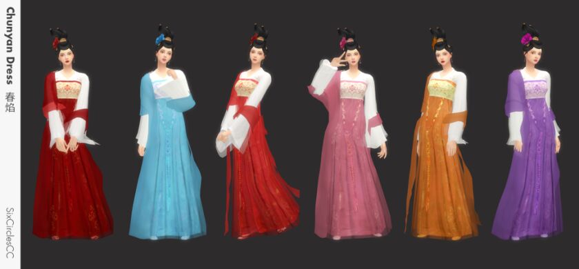 sims 4 cc chinese dress chunyan by sixcirclescc 2