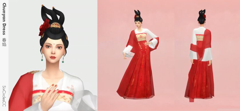 sims 4 cc chinese dress chunyan by sixcirclescc 3