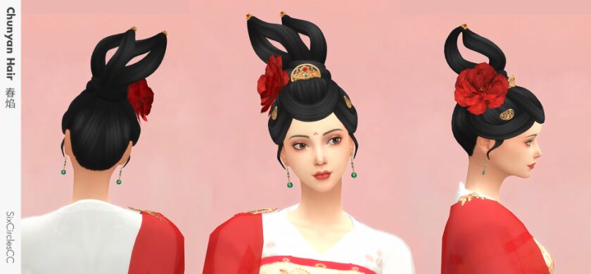 sims 4 cc chinese hairstyle chunyan by sixcirclescc 2