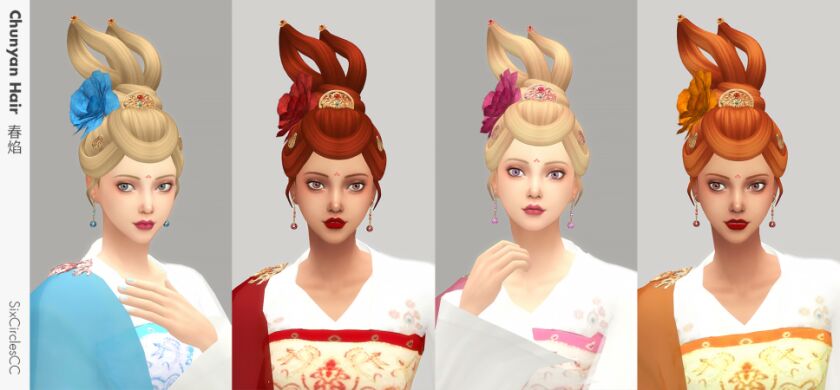 sims 4 cc chinese hairstyle chunyan by sixcirclescc 3