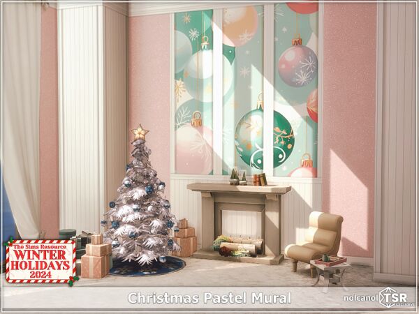 Christmas Pastel Mural: A Festive Touch Sims 4 CC