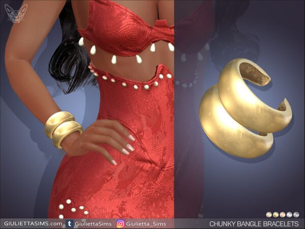 Stylish Chunky Bangle Bracelets Sims 4 CC