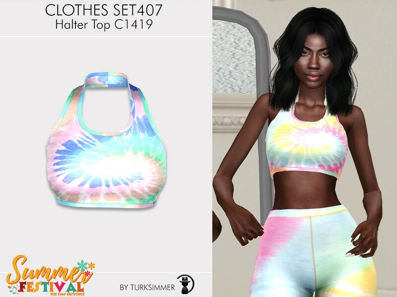 Summer Festival Halter Top for Females Sims 4 CC