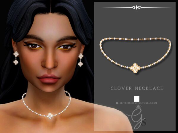 Clover Necklace by Glitterberry Sims Sims 4 CC