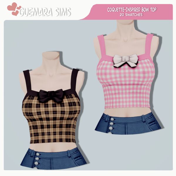 Coquette-Inspired BOW TOP By Guemara Sims 4 CC