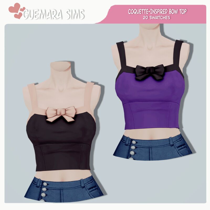 sims 4 cc coquette inspired bow top by guemara 2