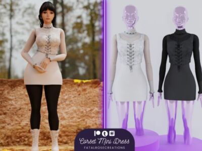 Spooky & Sexy Corset Mini Dress Sims 4 CC