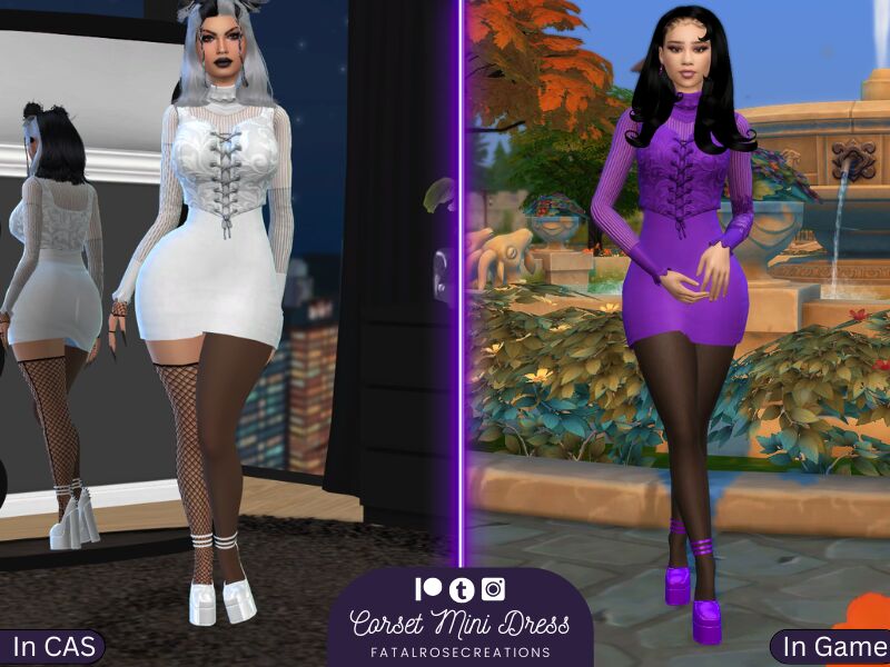 sims 4 cc corset mini dress maxis match 2