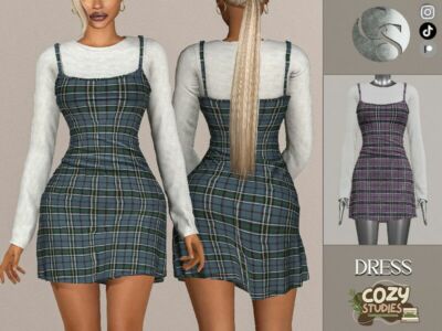 Cozy Studies Outfit 441 – Dress By Camuflaje Sims 4 CC