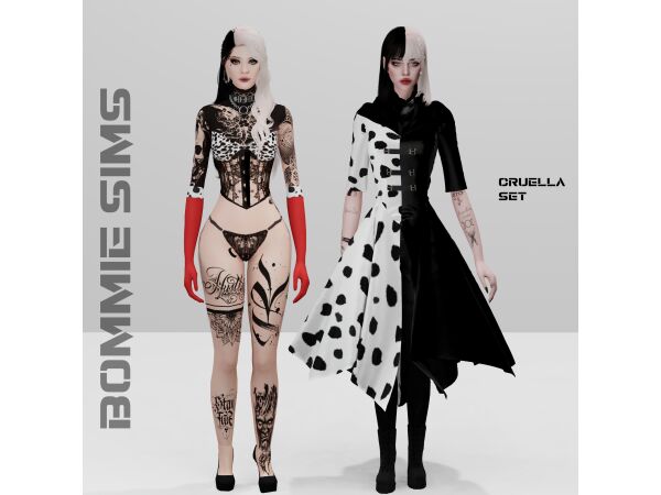 Cruella Set: Lingerie and Outfit Collection Sims 4 CC