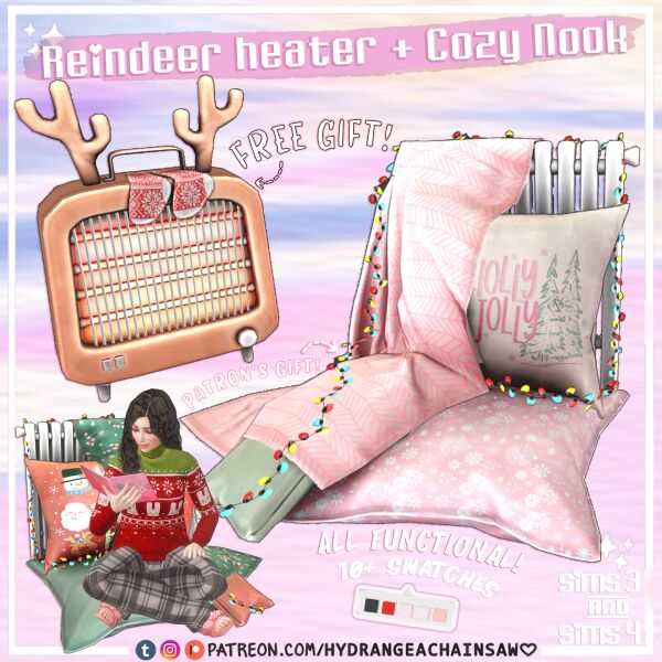 Day 2 Advent Calendar Gift: Cozy Radiator Nook & Reindeer Heater Sims 4 CC