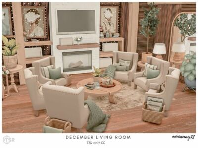 Stylish December Living Room Sims 4 CC