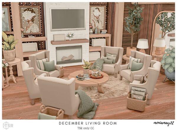 Stylish December Living Room Sims 4 CC