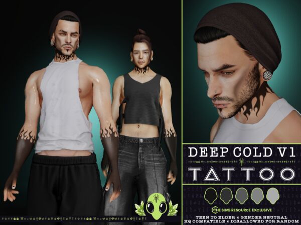 Deep Cold V1 Tattoo – Unique Body Art for The Sims Sims 4 CC