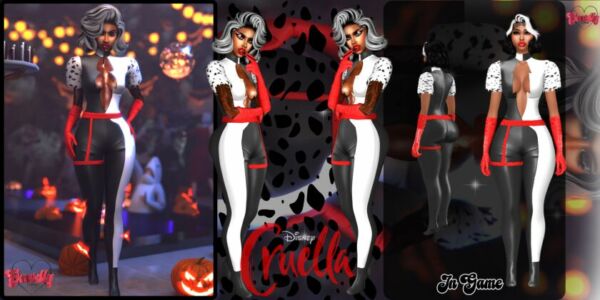 Cruella de Vil Costume for Sims Sims 4 CC