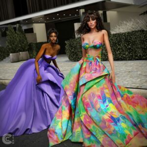 Elegant Strapless Satin Ball Gown by Maria Borges Sims 4 CC