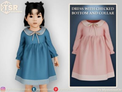 Stylish Checked Dress for Toddlers Sims 4 CC