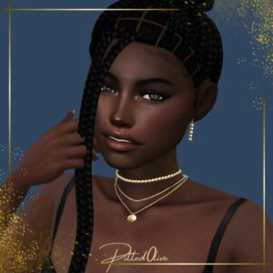 Gold Circle Drop Earrings and Stacked Necklace Set Sims 4 CC