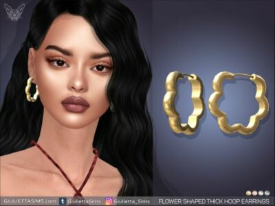 Flower Shape Thick Hoop Earrings Sims 4 CC