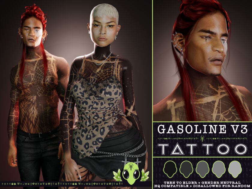 Gasoline V3 Tattoo Now Available! Sims 4 CC