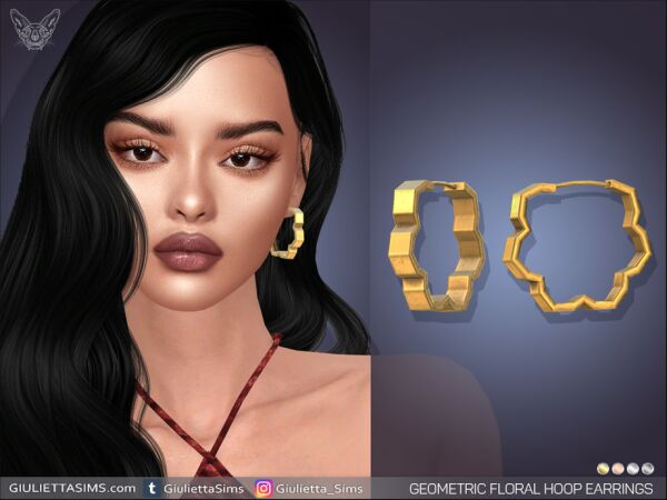 Geometric Floral Hoop Earrings Sims 4 CC