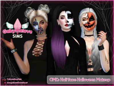 Spooktacular Half Face Halloween Makeup for The Sims 4 Sims 4 CC