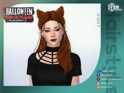 Halloween Movie Night – Horn Hairstyle – Ginko 188 by Daisy-Sims Sims 4 CC