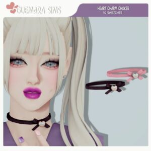 Heart Charm Choker By Guemara Sims 4 CC