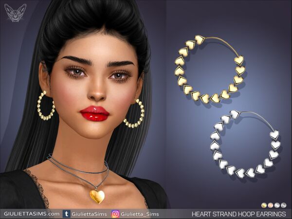 Stylish Heart Strand Hoop Earrings Sims 4 CC