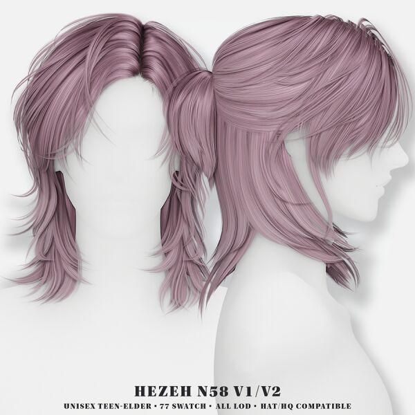 [Hezeh] Hair_No.58 V1 & V2 Sims 4 CC