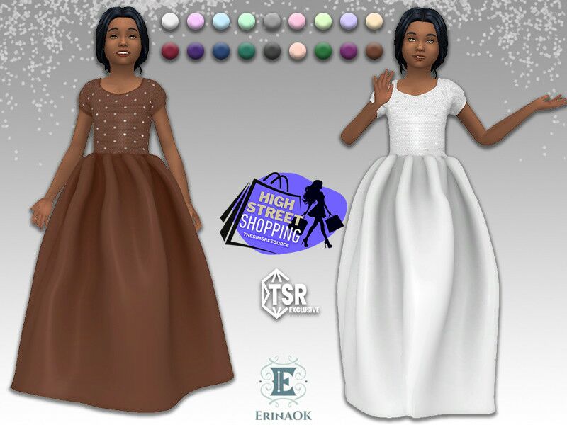 Elegant Silk Gown for Girls Sims 4 CC