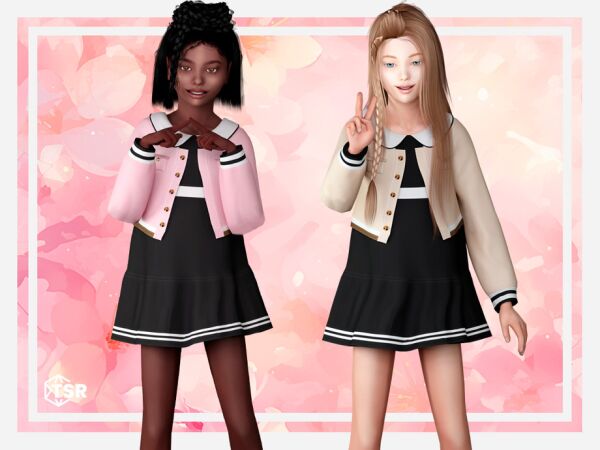 Stylish Hikaru Jacket Dress with Striped Accents Sims 4 CC